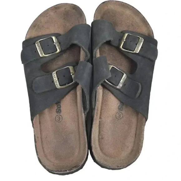 Softmoc Cork Sandals Leather Slide Janine Brown Size 3 - Picture 4 of 7